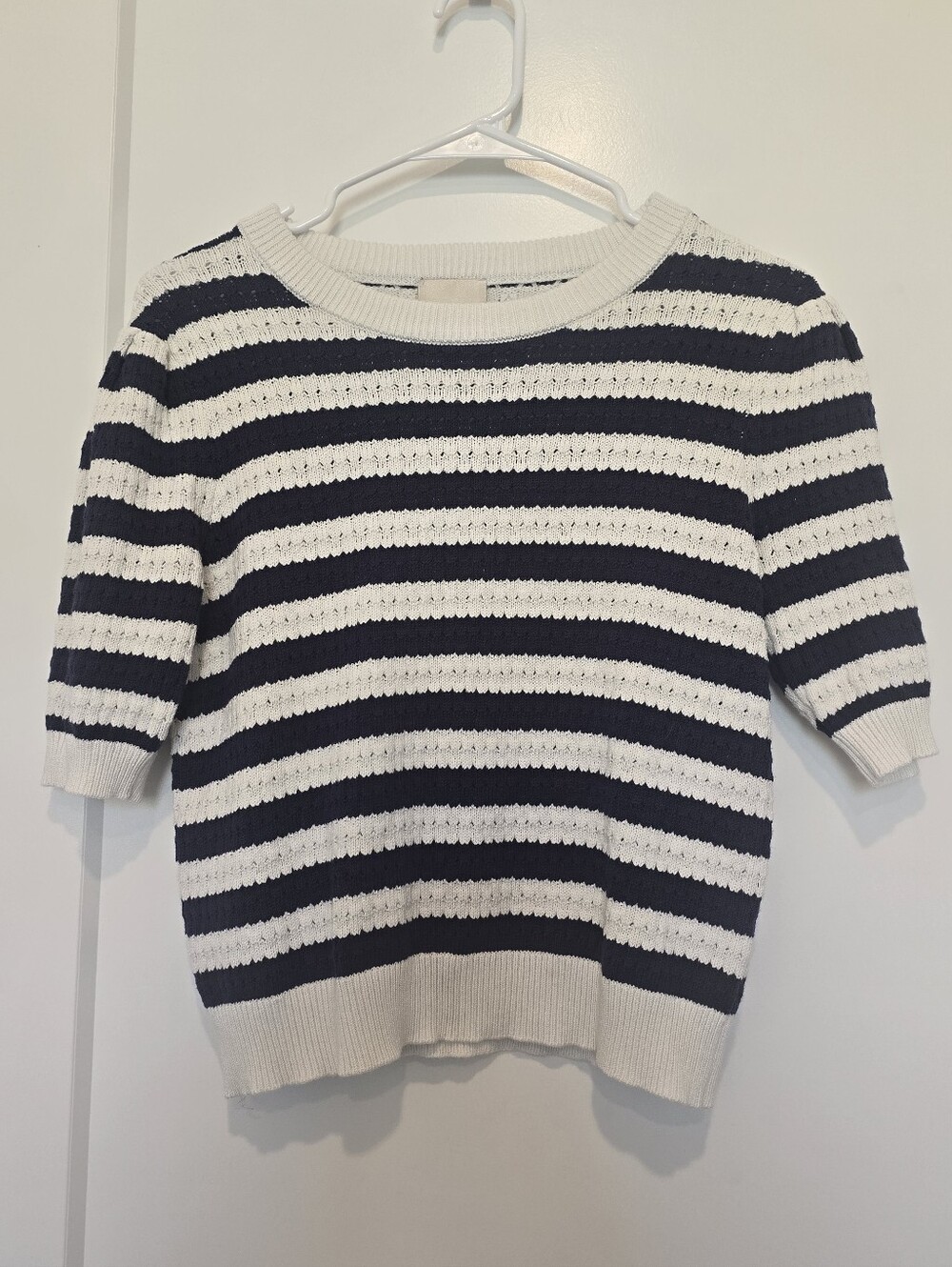 Industry Striped Navy and White Short-Sleeve Knit Sweater Nordstrom